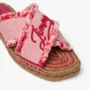 Aciel Sandal Flat Ruby Red Mix Frayed Flecked Canvas Flat Sandals