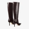 Agathe Knee Boot 85 Sambuco Shiny Croc Embossed Leather Knee High Boots