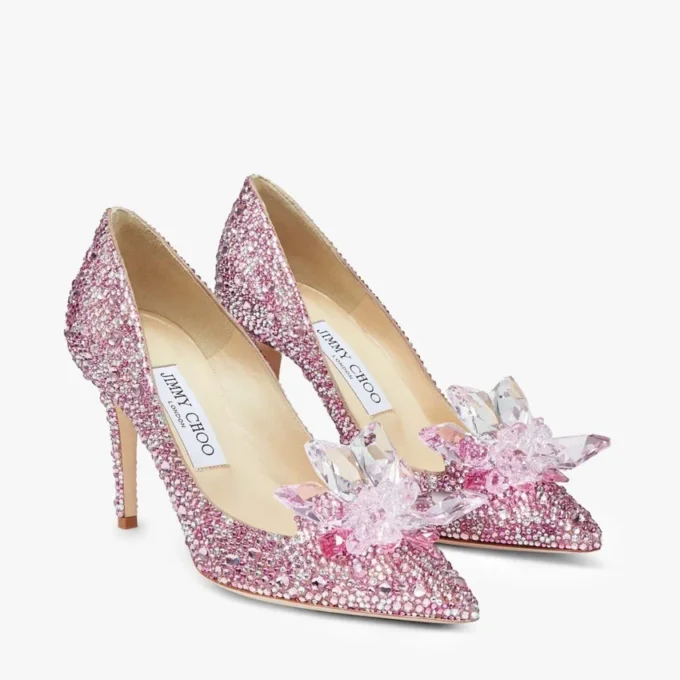 Alia Rose Mix Suede and Crystal Covered Pointy Toe Pumps