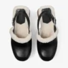 Alida Platform 135 Black Shiny Calf Leather Slingbacks with Shearling
