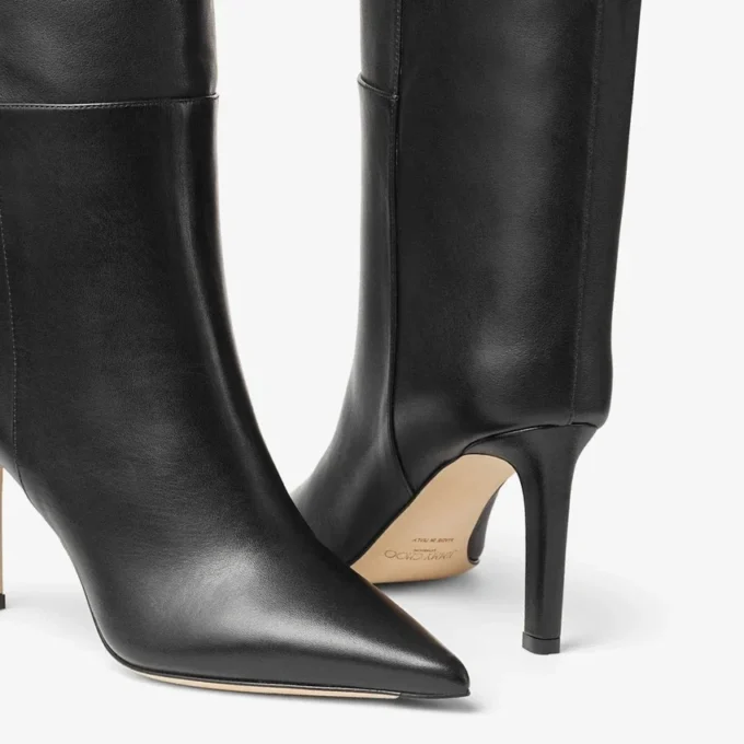 Alizze Knee Boot 85 Black Smooth Leather Knee-High Boots