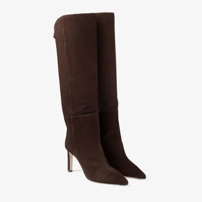 Alizze Knee Boot 85 Chocolate Suede Knee High Boots