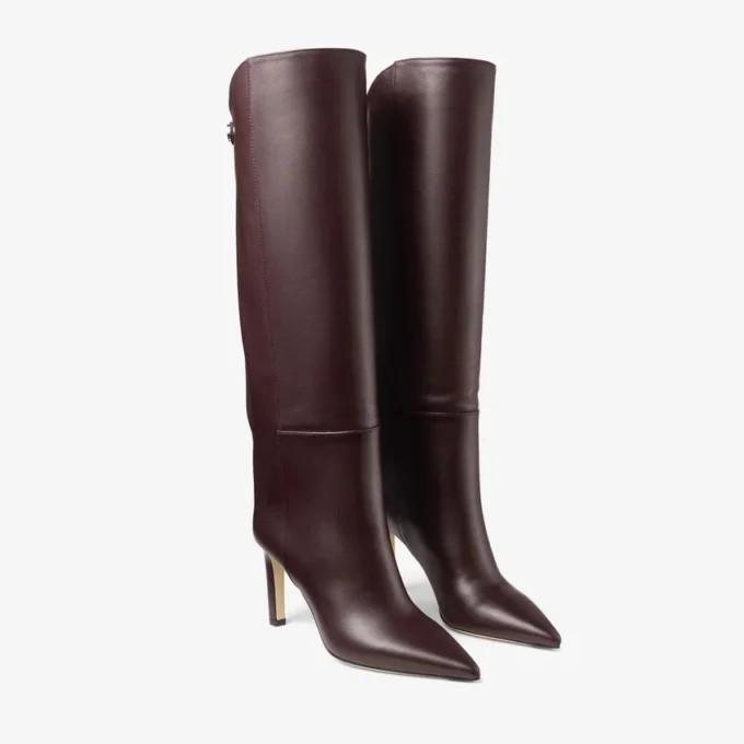 Alizze Knee Boot 85 Deep Merlot Smooth Leather Knee High Boots