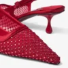 Amel 50 Ruby Red Crystal Mesh and Satin Pumps
