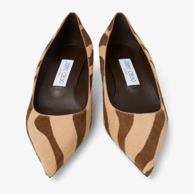 Amelia 35 Chocolate Zebra Printed Pony Pumps
