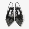 Amita 45 Black Jimmy Choo Lace and Spazzolato Pumps