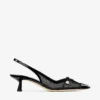 Amita 45 Black Patent Leather and Mesh Slingbacks