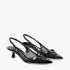 Amita 45 Black Patent Leather and Mesh Slingbacks