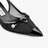 Amita 45 Black Patent Leather and Mesh Slingbacks