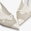 Amita 45 Latte and Champagne Patent and Metallic Mesh Sling Back Pumps