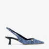 Amita 45 Marine Crosshatch Denim and Patent Leather Slingbacks