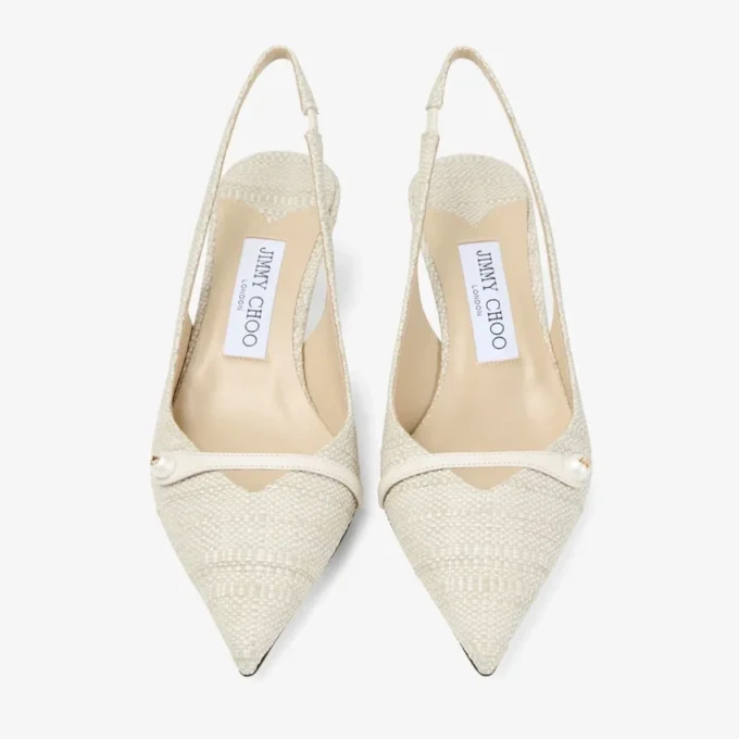 Amita 45 Natural Fine Raffia Slingbacks