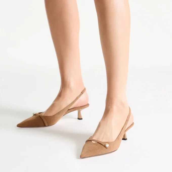 Amita 45 Toffee Suede Slingbacks