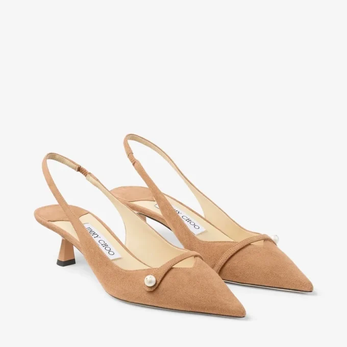 Amita 45 Toffee Suede Slingbacks