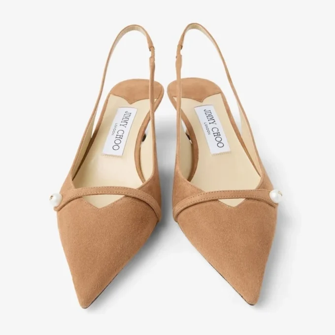 Amita 45 Toffee Suede Slingbacks
