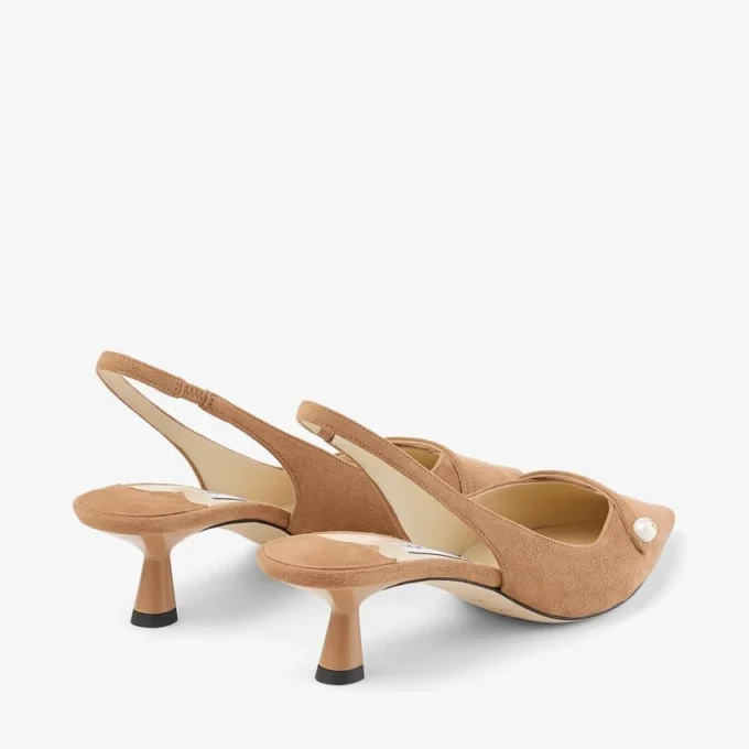Amita 45 Toffee Suede Slingbacks