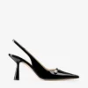 Amita 85 Black Patent Nappa Leather Slingbacks