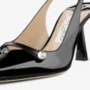 Amita 85 Black Patent Nappa Leather Slingbacks