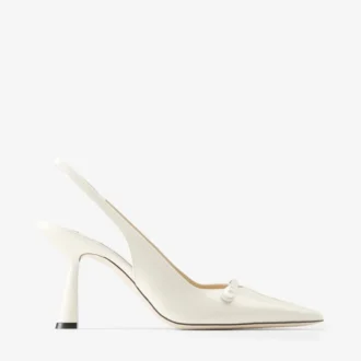 Amita 85 Latte Patent Leather Slingbacks