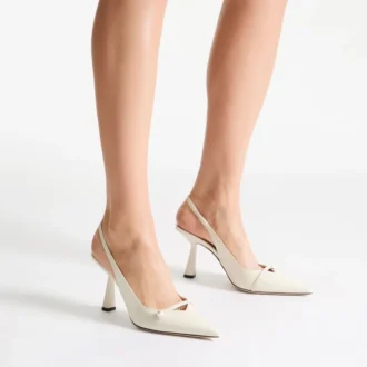 Amita 85 Latte Patent Leather Slingbacks