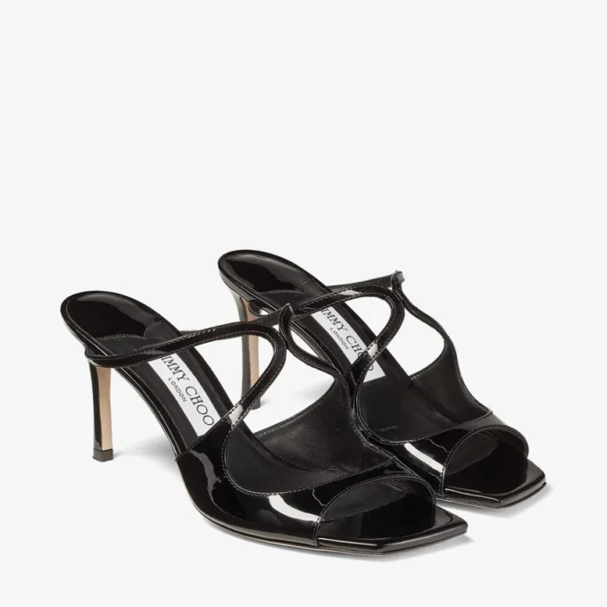 Anise 75 Black Patent Leather Mules