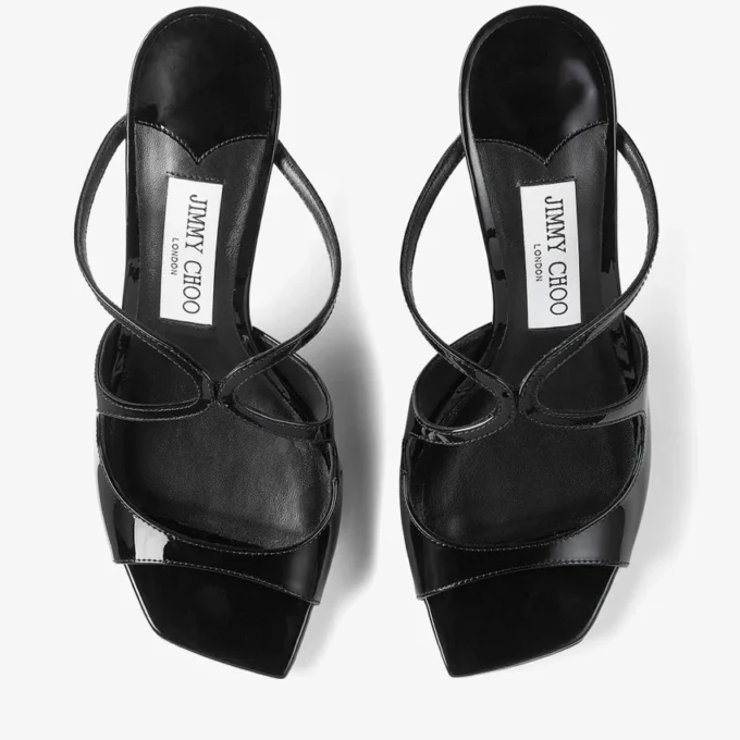 Anise 75 Black Patent Leather Mules