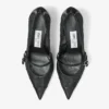 Aren Pump 65 Black Spazzolato and Heart Mesh Pumps with Pearl Charm