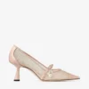 Aren Pump 65 Macaron Leather and Heart Mesh Pumps with Pearl Charm