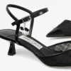 Aren Sling Back 45 Black Spazzolato and Heart Mesh Slingbacks with Pearl Charm