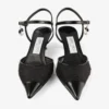 Aren Sling Back 45 Black Spazzolato and Heart Mesh Slingbacks with Pearl Charm