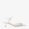 Aren Sling Back 45 White Crystal Mesh Slingbacks with Pearl Charm