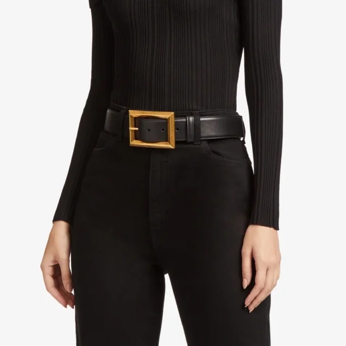 Arlie Black Calf Leather Belt