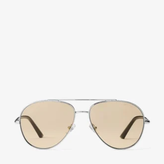 Astor Silver and Light Yellow Metal Aviator Sunglasses