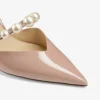 Aurelie 65 Ballet Pink Patent Leather Pointed Pumps with Pearl Embellishment