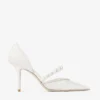 Aurelie 85 Ivory Jimmy Choo Lace Pumps with Pearl Embellishment