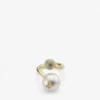 Auri Ring Gold-Finish Metal Pearl and Crystal Ring