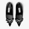 Auria 70 Black Soft Spazzolato Pumps with Velvet and Crystal Bow