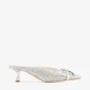 Auria Mule 50 Ivory Satin and Princess Crystal Hotfix Mules with Bow Embellishment
