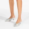 Auria Mule 50 Ivory Satin and Princess Crystal Hotfix Mules with Bow Embellishment