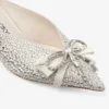 Auria Mule 50 Ivory Satin and Princess Crystal Hotfix Mules with Bow Embellishment