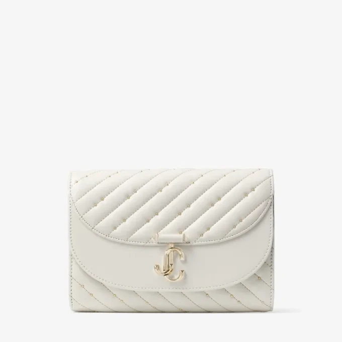 Avenue Curve Clutch Latte Quilted Nappa Leather Clutch Bag