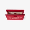 Avenue London Pouch Ruby Red and Light Gold Embroidered Raffia and Leather Pouch