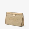 Avenue  Pouch Gold and Dark Cappuccino Metallic Embroidered Raffia Pouch