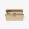 Avenue  Pouch Gold and Dark Cappuccino Metallic Embroidered Raffia Pouch