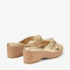 Avenue Wedge 50 Gold Metallic Nappa Wedge Mules