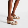 Avenue Wedge 50 Latte Nappa Leather Wedge Mules