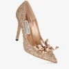 Avril Rose Gold Crystal Covered Pointy Toe Pumps