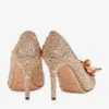 Avril Rose Gold Crystal Covered Pointy Toe Pumps