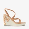 Ayla 110 Toffee and Natural Mix Suede and Nappa Leather Wedges with Fine Raffia