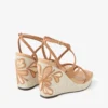 Ayla 110 Toffee and Natural Mix Suede and Nappa Leather Wedges with Fine Raffia